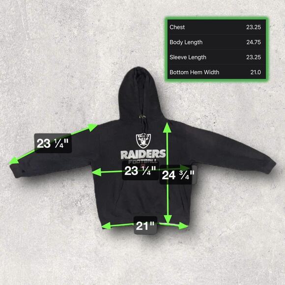 ★ NFL Las Vegas Raiders Football Big Logo Print Black & Grey Hoodie ★ - Picture 6 of 7